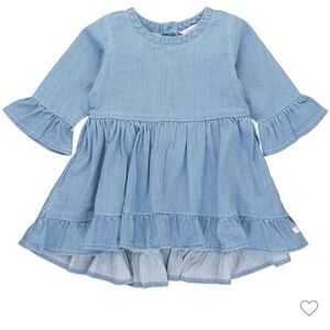 Ruffle Butts Blue Ruffled Tiered Sundress with Puff Sleeves
